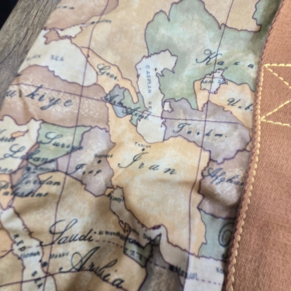 Vtg Alviero Martini Map Print Nylon Tote Overnight Travel Bag Made Italy - Picture 6 of 12